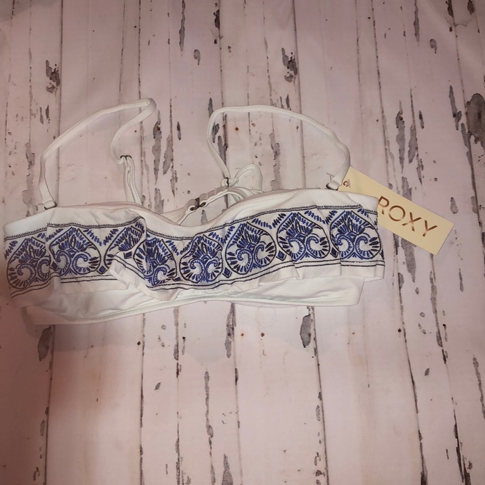 🌊Roxy Sandy Tile Ruffle Bandeau Bikini Top - Picture 4 of 7